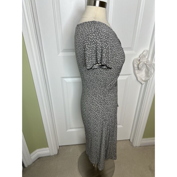 NINE WEST Womens Dress Black Dot Print S Short Sleeve Pullover V-Neck Belt New - Picture 5 of 12